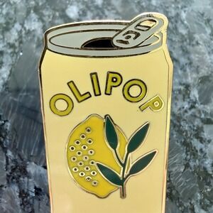 Olipop Ginger-Lemon Soda Can Advertising Enamel Lapel Pin 1.5"x .75" NEW